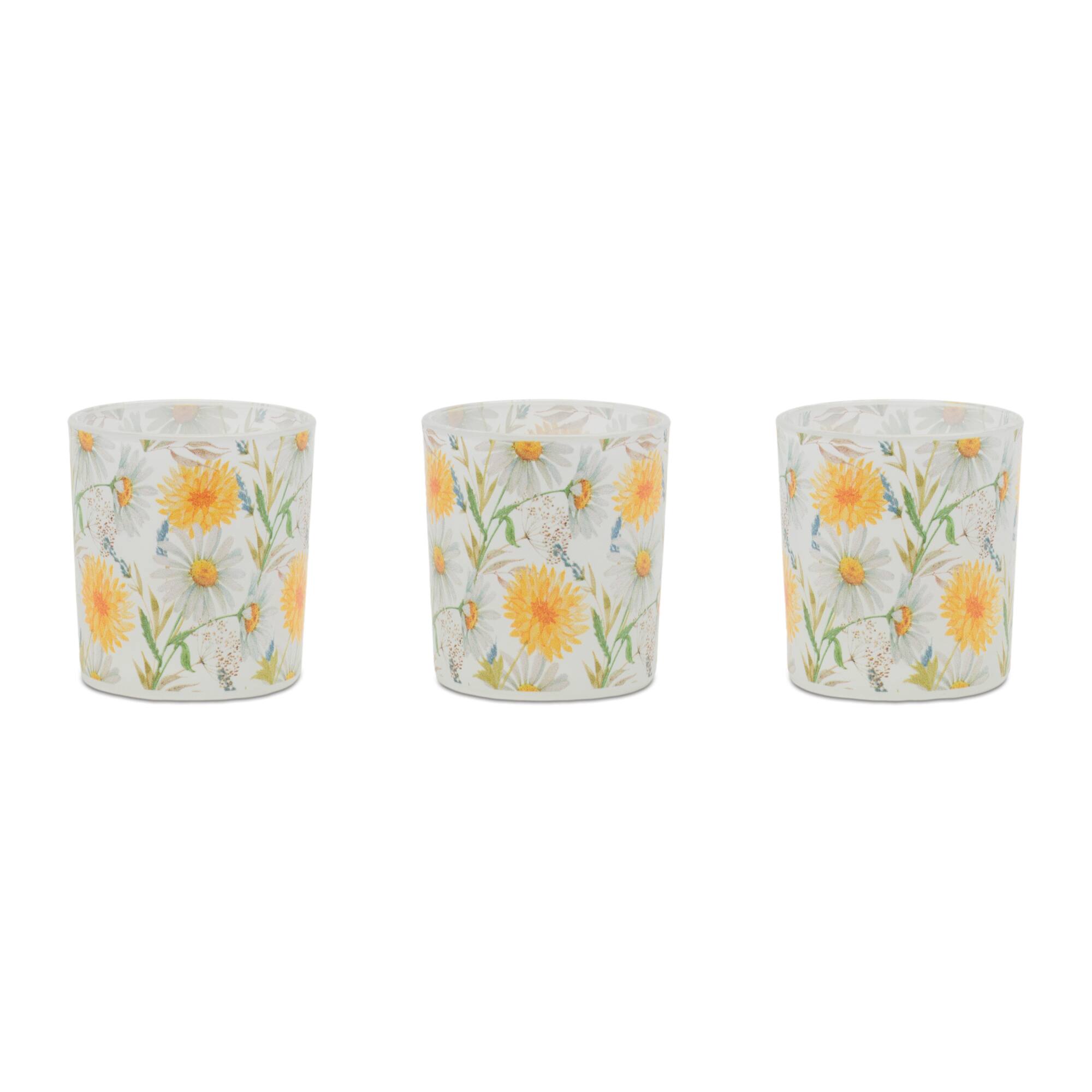 Floral Print Votive Candle Holders, 3ct.